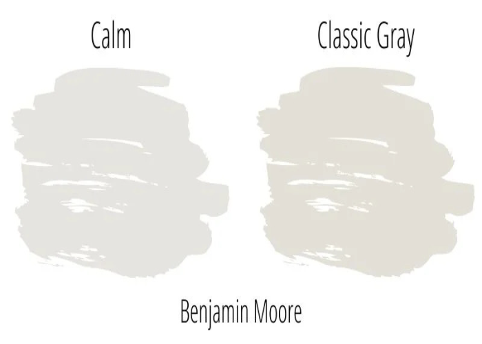 Calm Benjamin Moore (OC-22) vs. Classic Gray Benjamin Moore (OC-23)