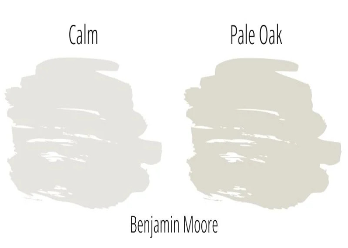 Calm Benjamin Moore (OC-22) vs. Pale Oak Benjamin Moore (OC-20)