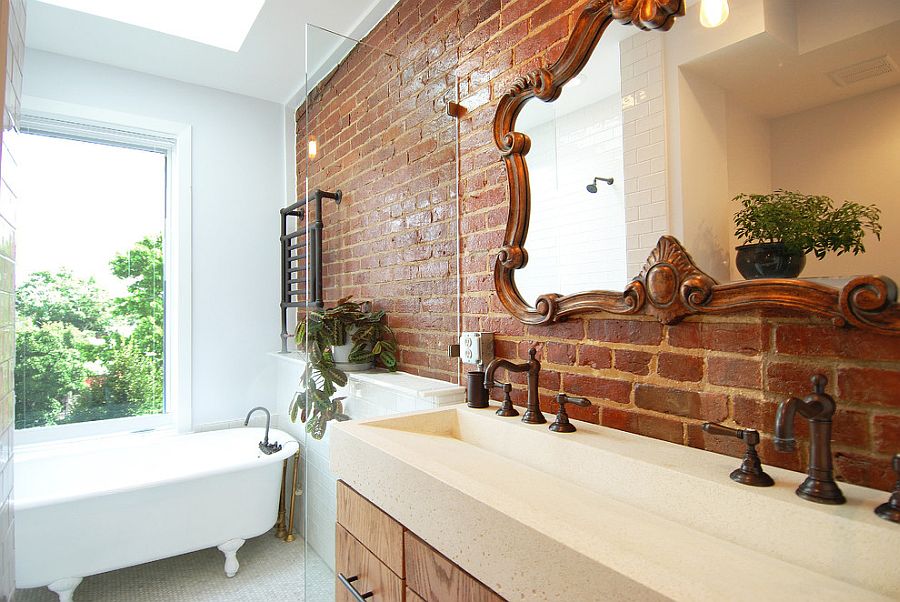 Exposed Brick Tile Accent Wall
