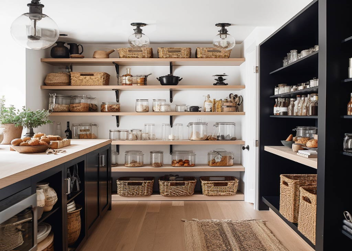 Get Creative with the Wooden Shelves for Your Pantry