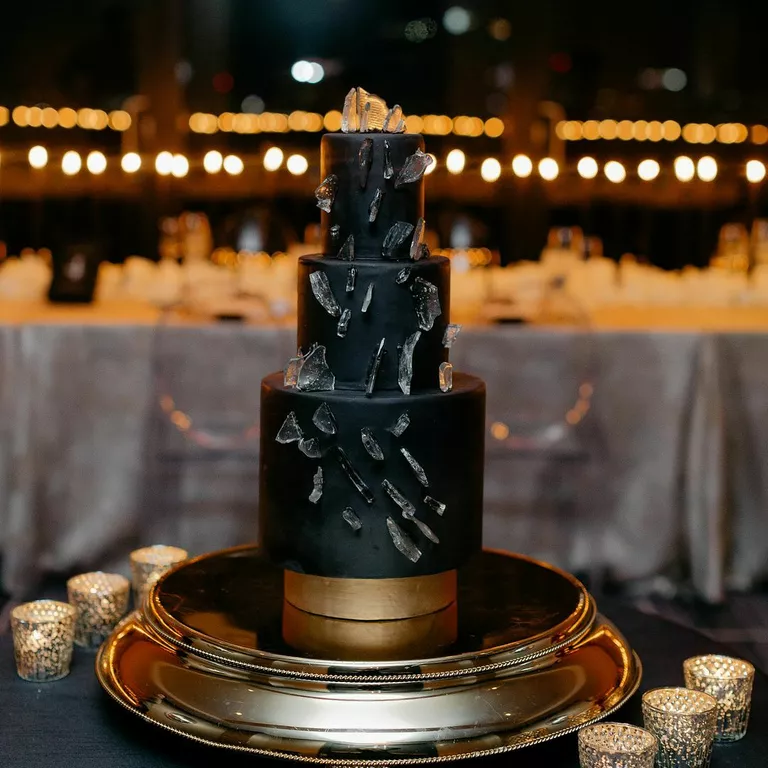 Black Wedding Cake with Sugar Shards
