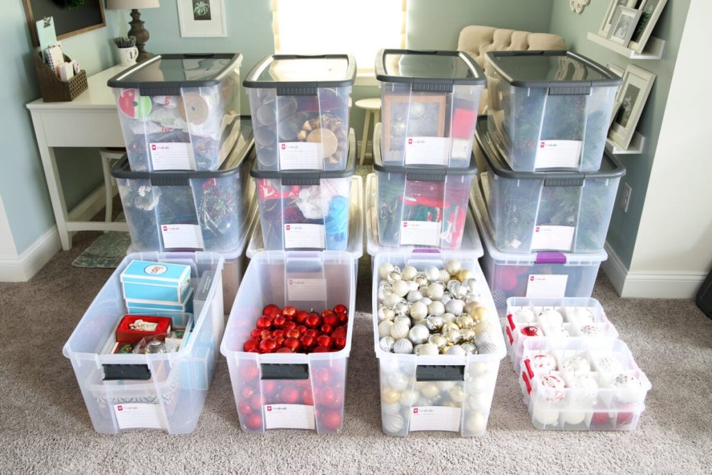 Clear Plastic Bins with Labels