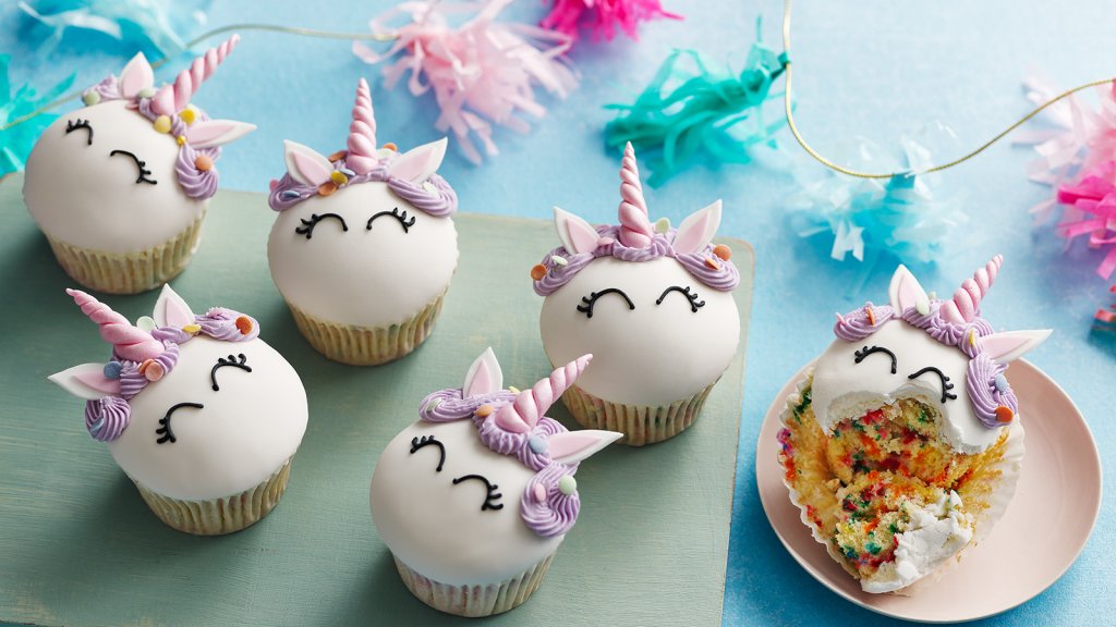 Cute Cupcakes with Unicorn Symbol