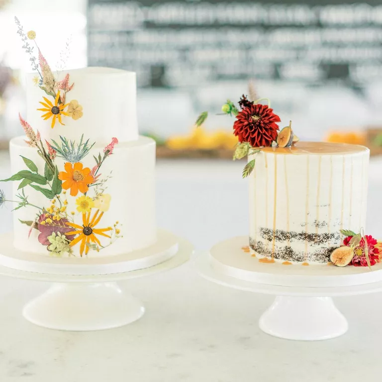 Pressed Flowers Wedding Cake