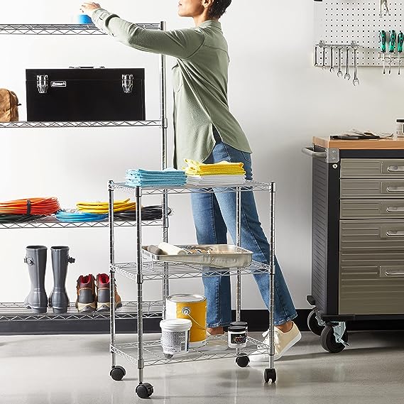 Three Shelf Storage Shelf with Wheels