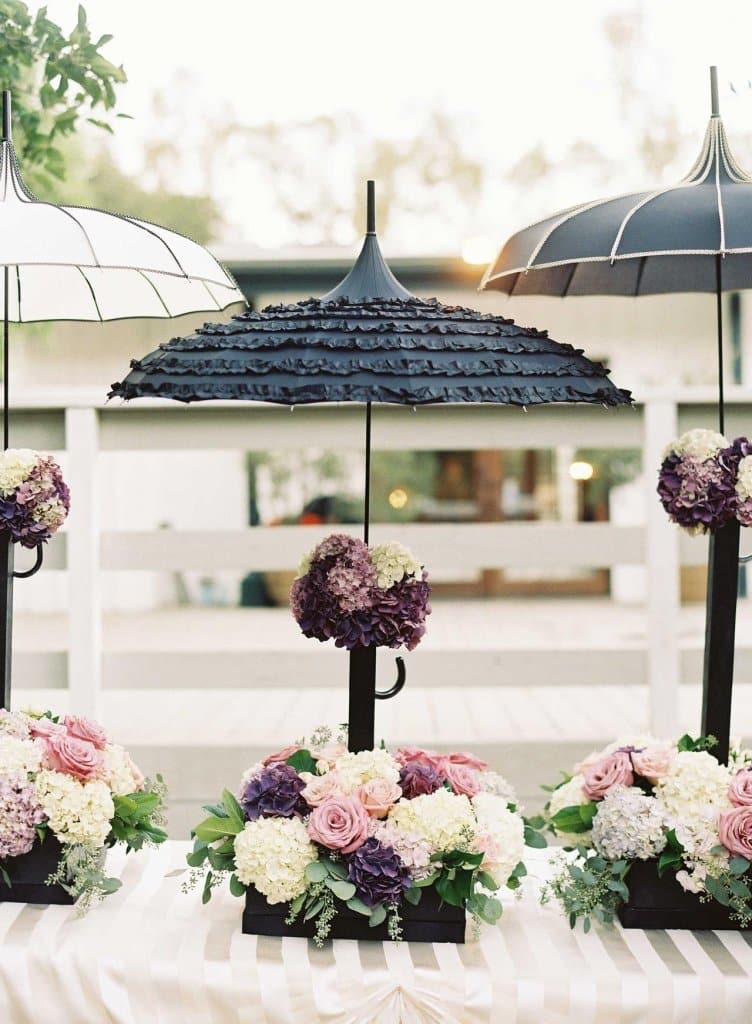 Umbrella-Themed Wedding Centrepieces