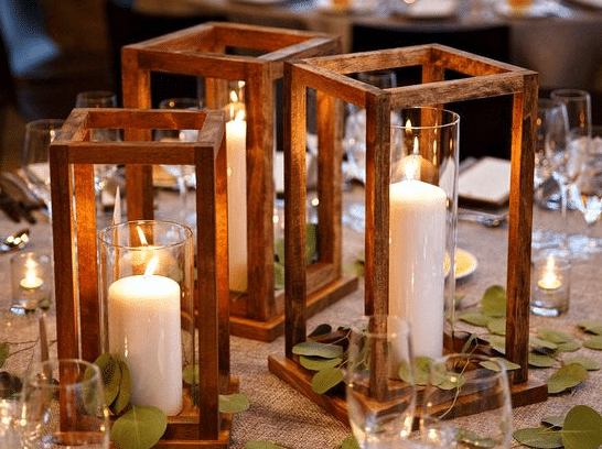 Wooden Lantern Centerpiece