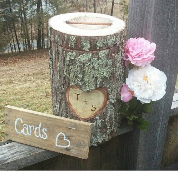 Wooden Log Wedding Card Holder