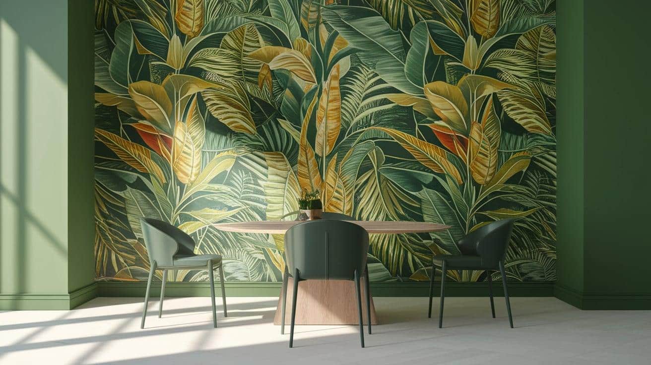 Tropical_Leaf_Wallpaper_on_a_Green_Base