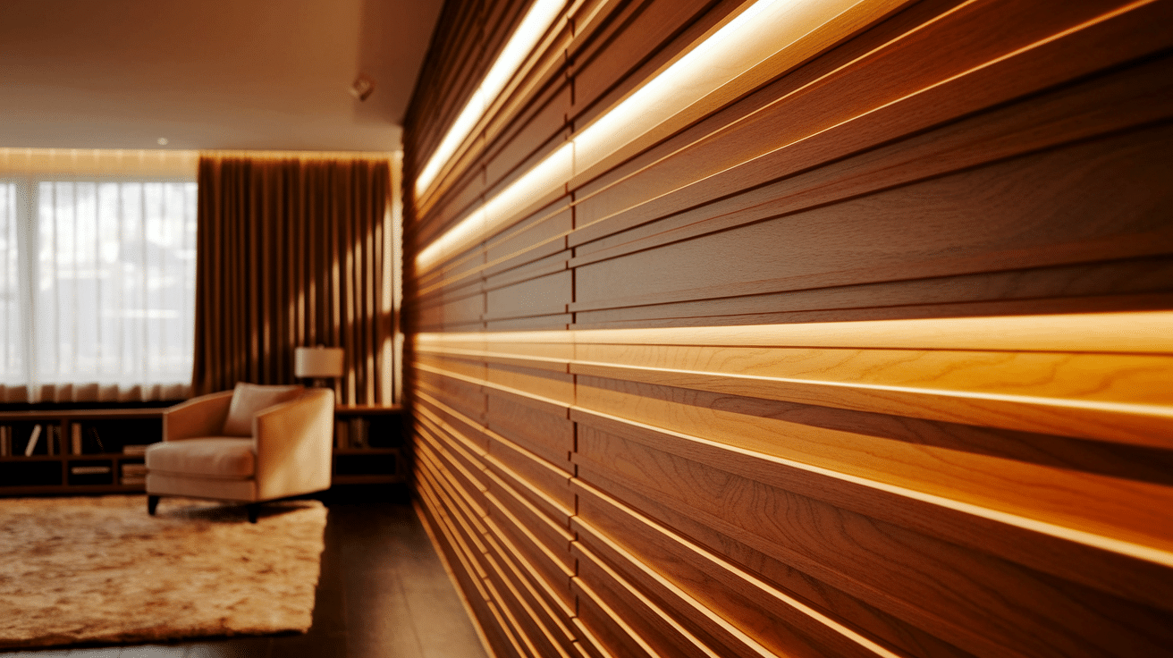 wood panel accent wall