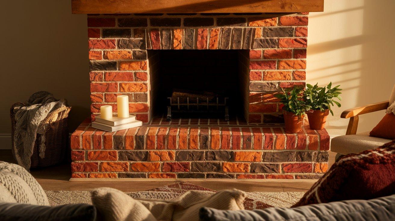 Fireplace_with_Brick_Hearth_and_Matching_Wood_Mantel_Shelf