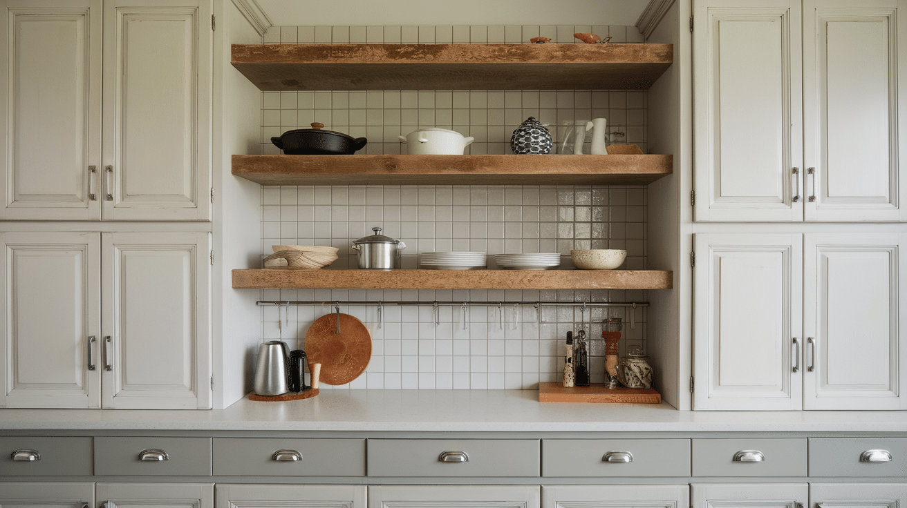 How to Install Floating Shelves Between Cabinets