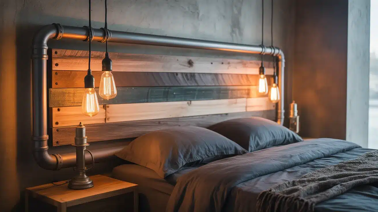 Industrial_Metal_Headboard_with_Hanging_Lights