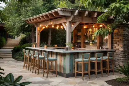 Professional Outdoor Bar with Roof Design and Build Plan