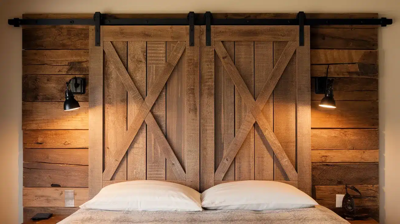 Rustic_Barn_Door_Headboard_with_Wall_Sconces
