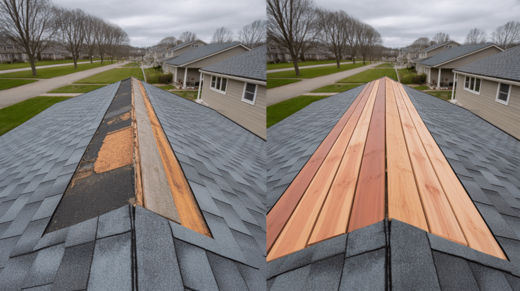 3. Replacing Rotten Wood or Damaged Shingles