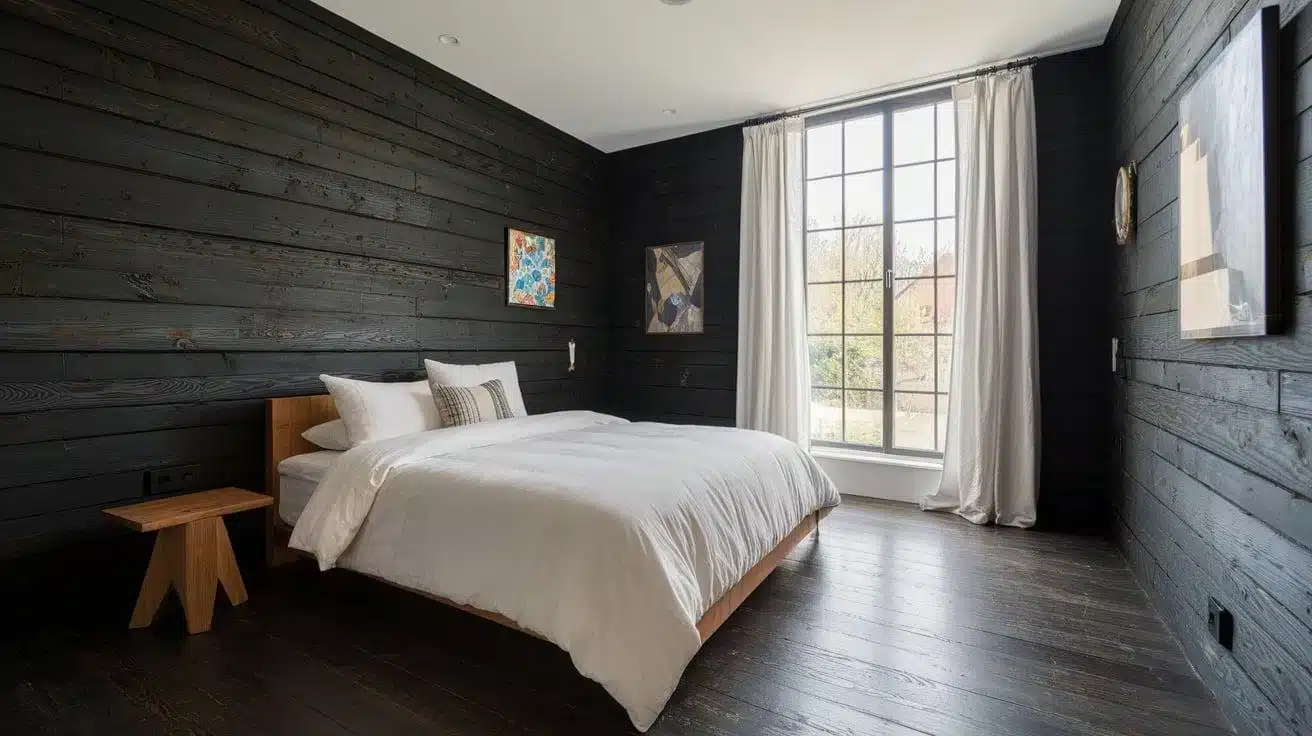 Black Stained Plywood Walls