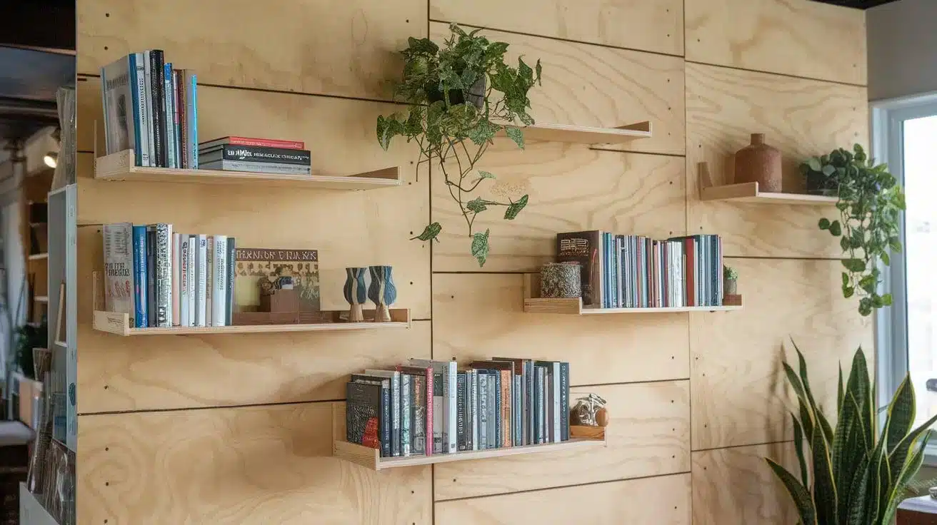 Floating Plywood Wall Shelves