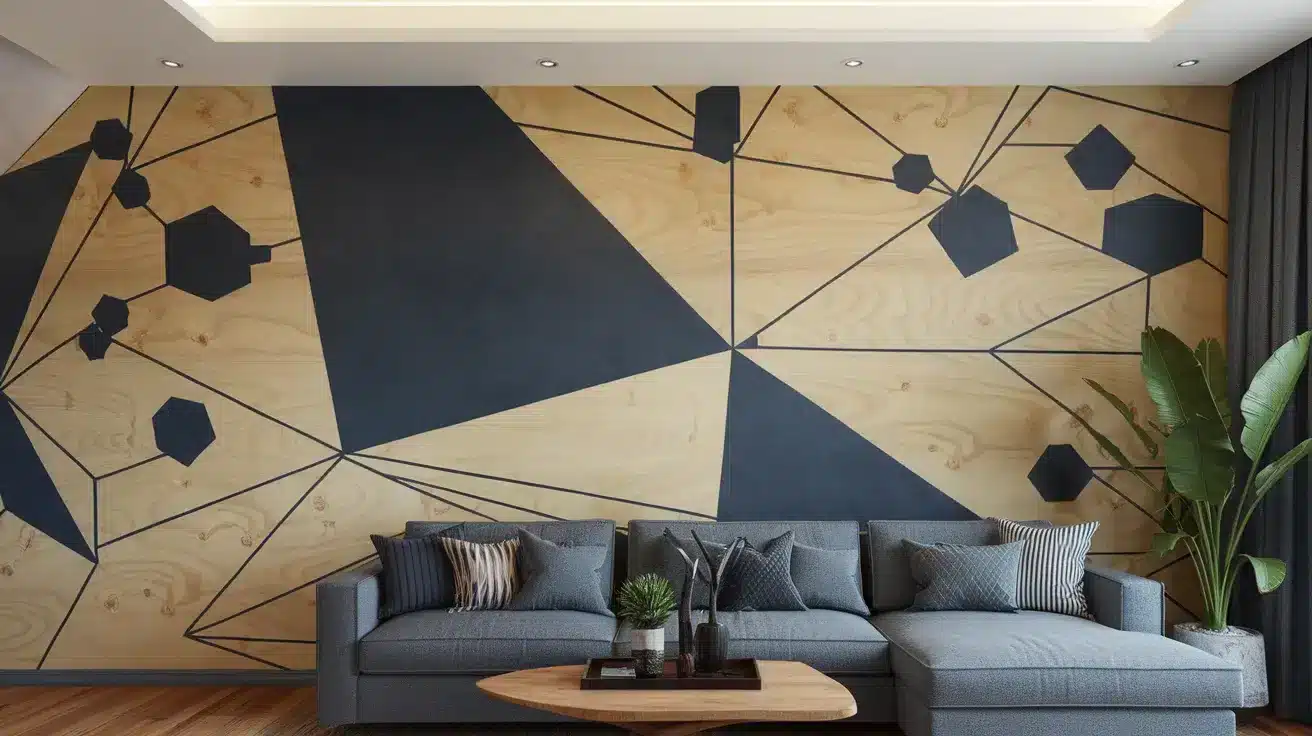 Geometric Plywood Accent Wall