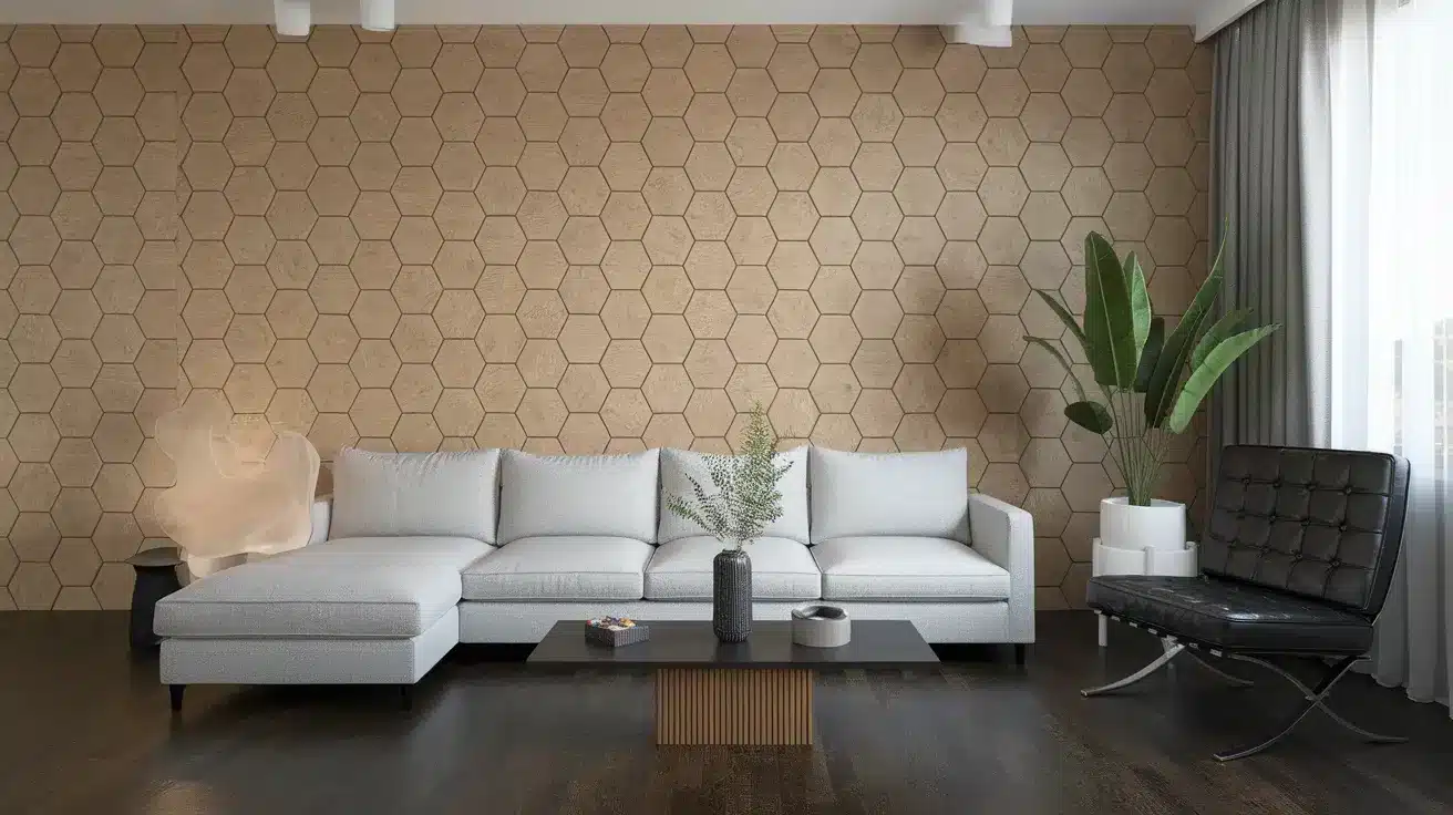 Hexagonal Plywood Wall Tiles