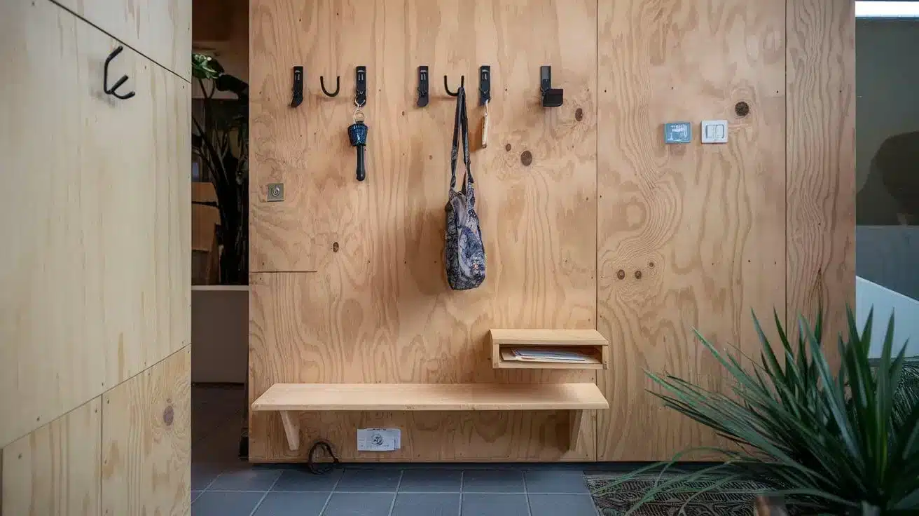 Plywood Wall in the Entryway