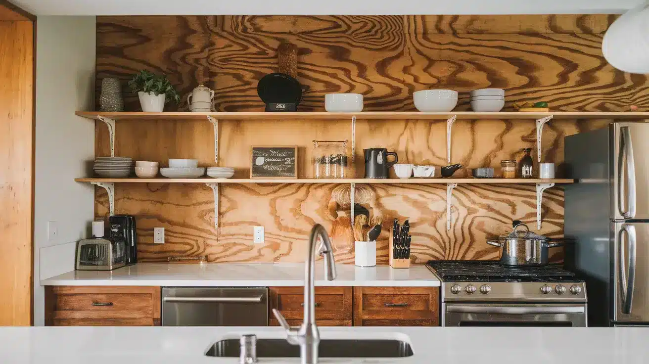 Plywood Wall in the Kitchen