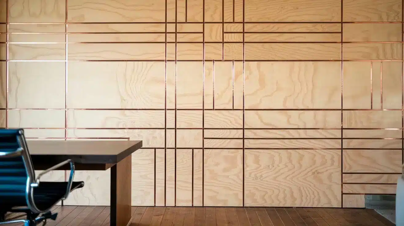 Plywood with Inlaid Metal Accents