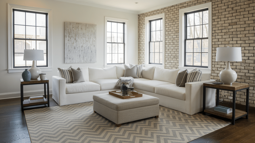 rug placement living room sectional