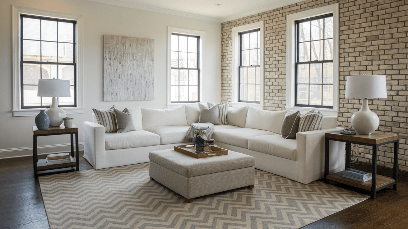 rug placement living room sectional