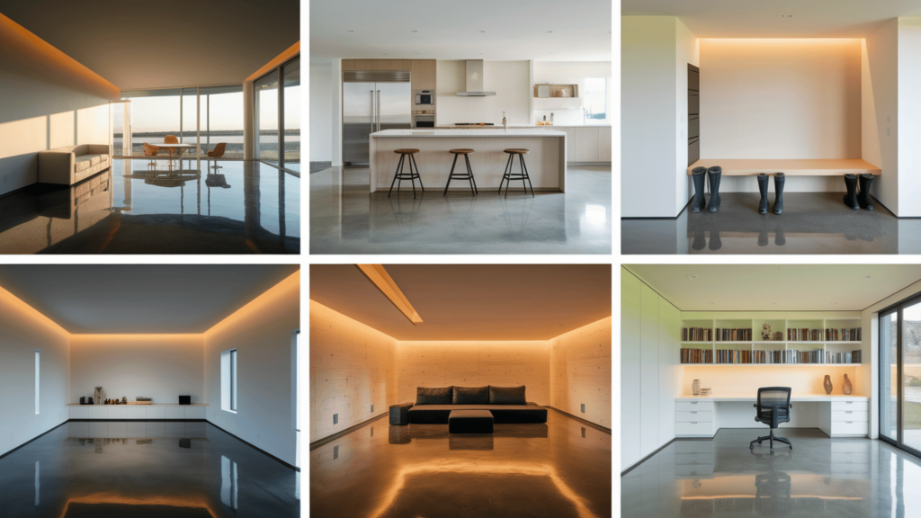 Polished concrete in home interior