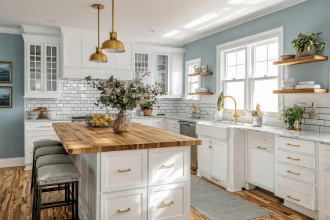 dusty blue kitchen walls