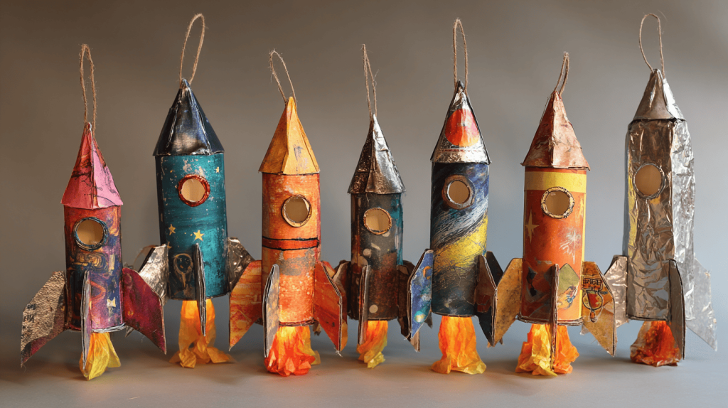 Cardboard Tube Rocket Ship Craft For Kids
