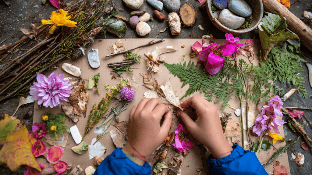 DIY Nature Collage Art Using Leaves And Twigs
