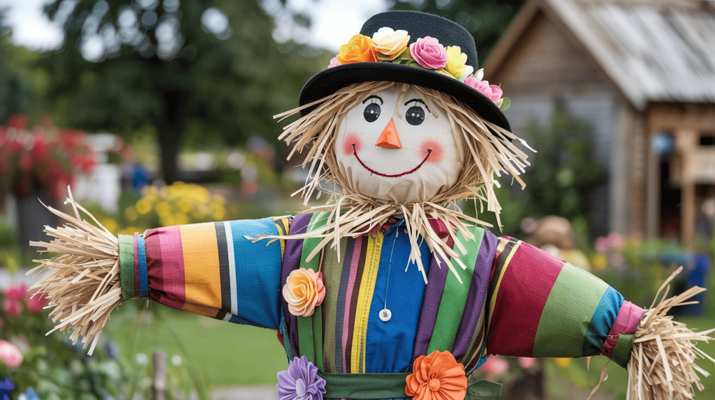 Flower Power Scarecrow With Ribbons (1)