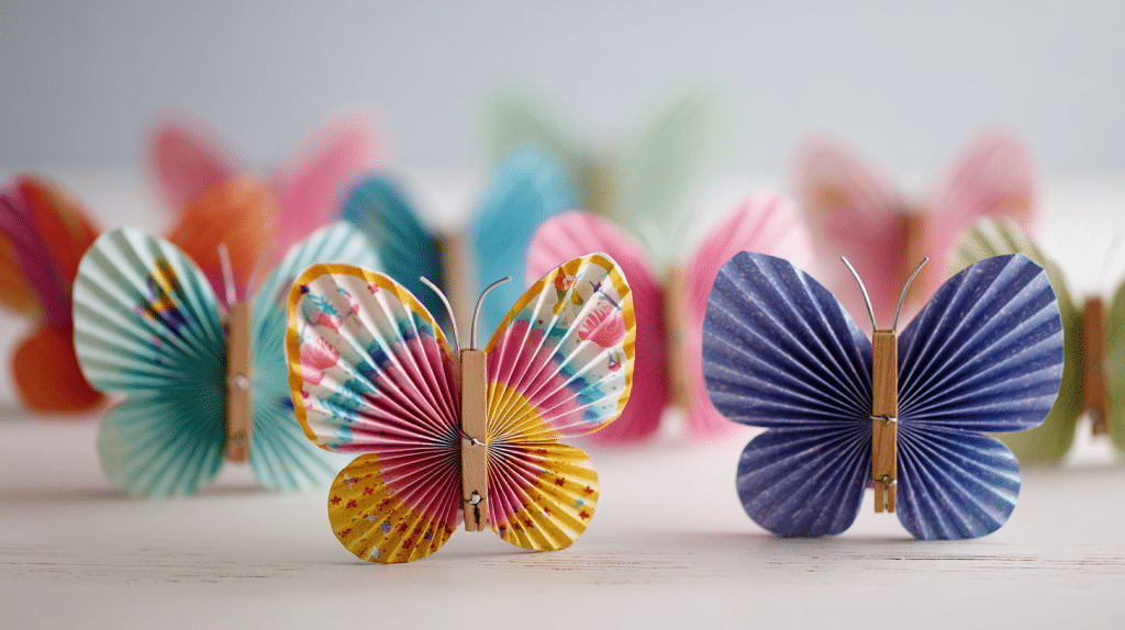 Folded Fan Paper Butterflies Kids Craft