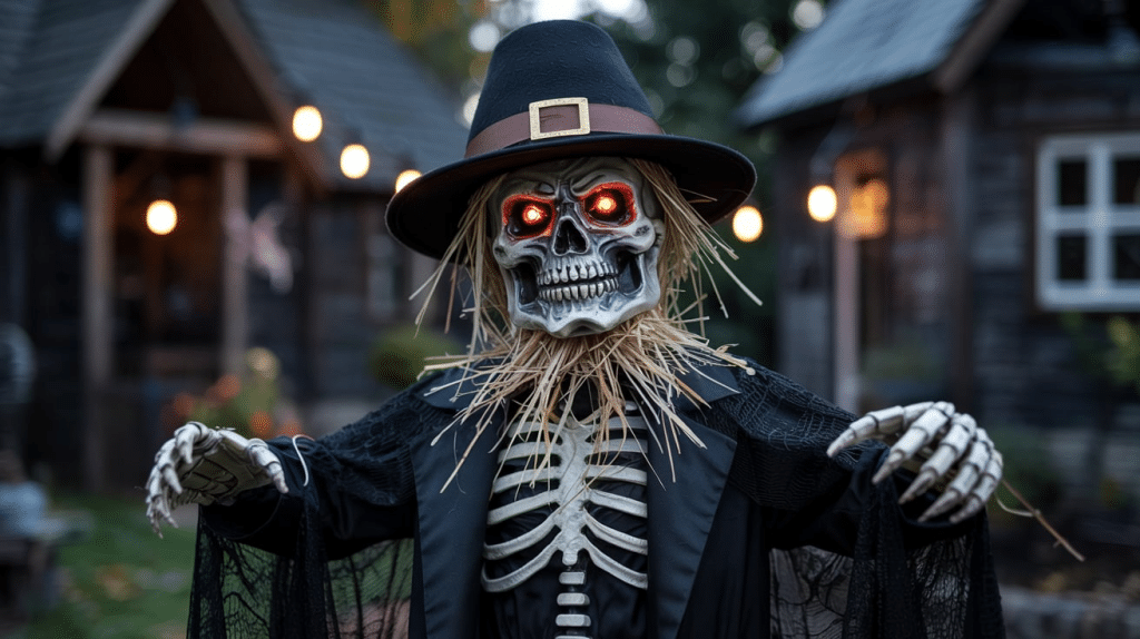 Gothic Halloween Scarecrow With LED Eyes