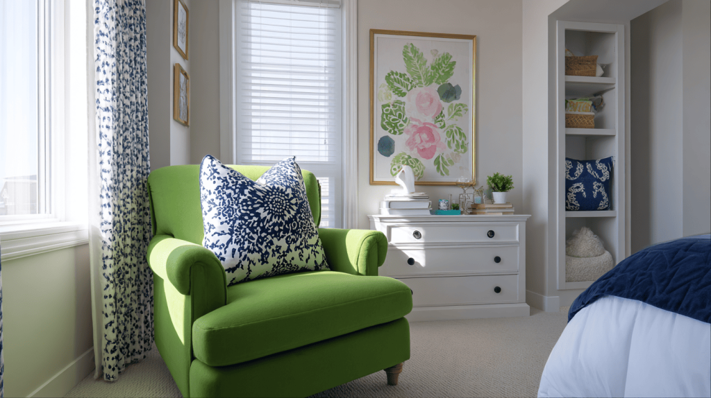 Kelly Green Chair Or Cushion In Preppy Room