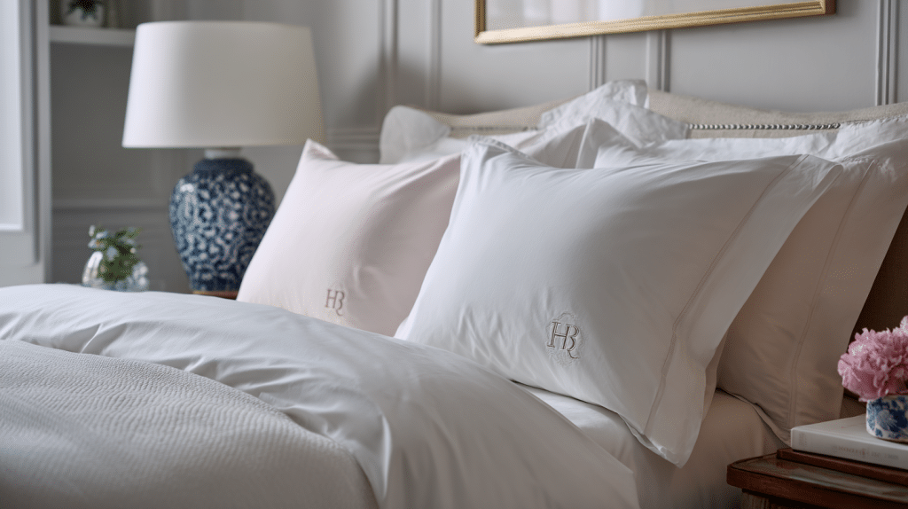 Monogrammed White Bedding With Preppy Decor