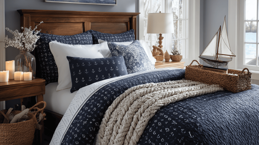 Nautical Bedding With Anchor And Rope Designs