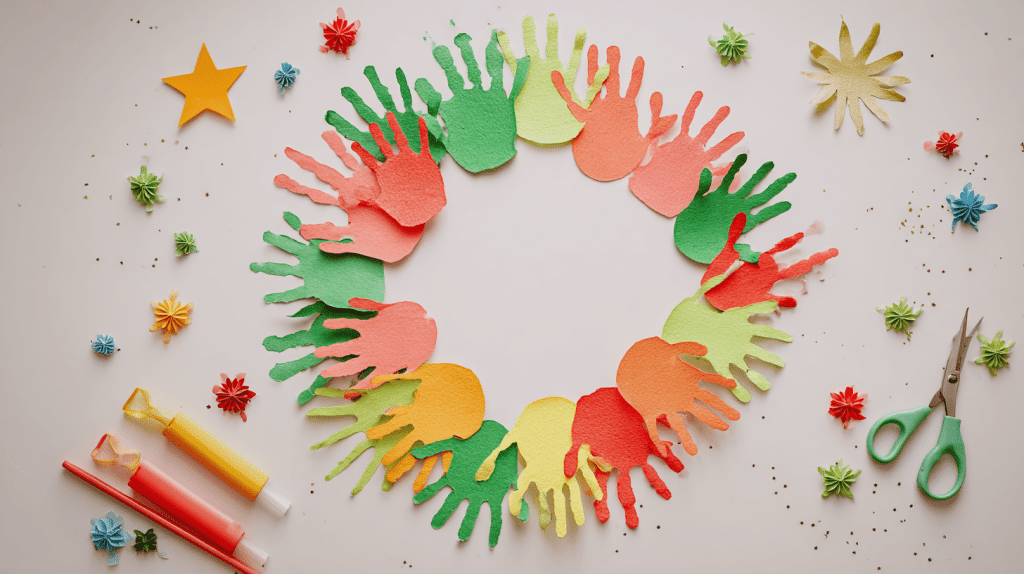 Paper Handprint Wreath Kids Craft