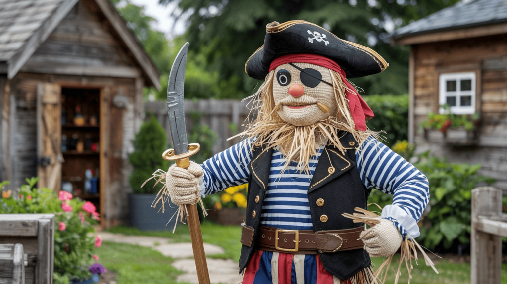 Pirate Scarecrow With Eye Patch And Sword (1)