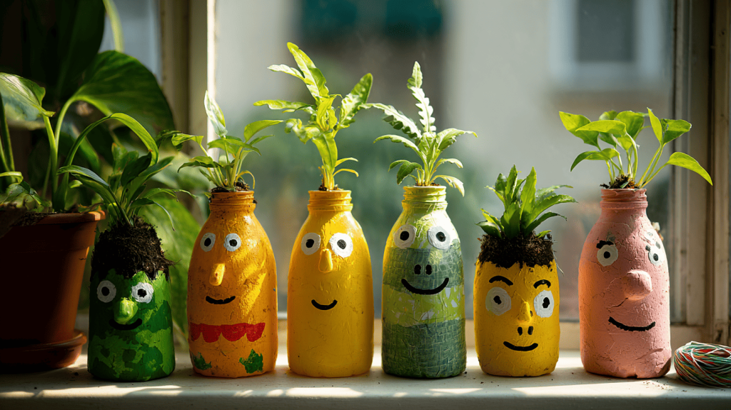 Recycled Plastic Bottle Planters Kids Craft