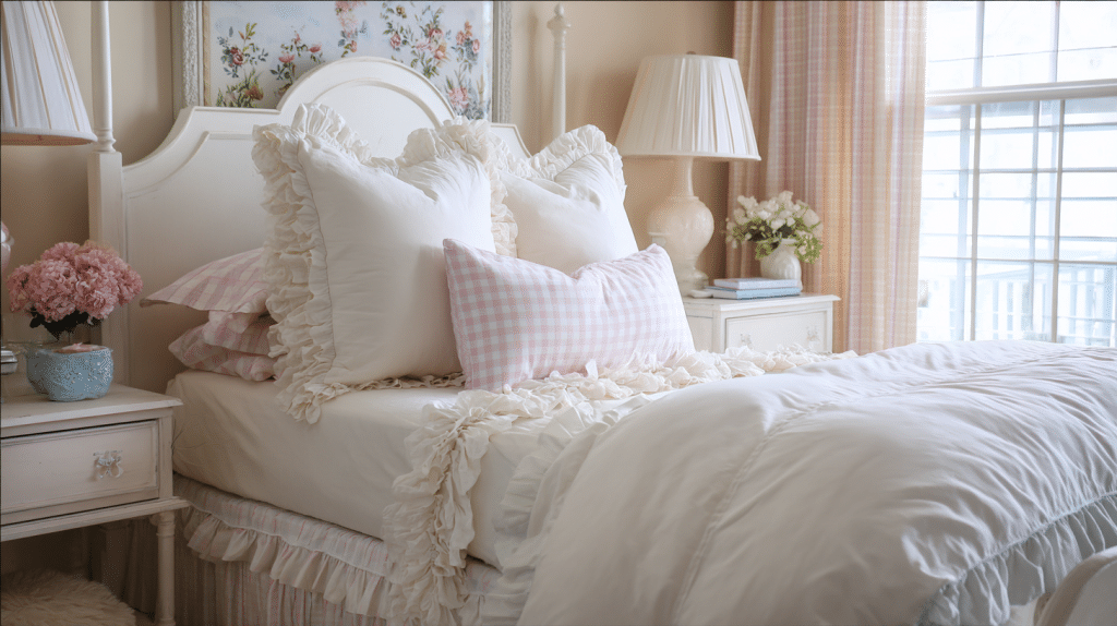 Scalloped Or Ruffled Bedding In Preppy Room