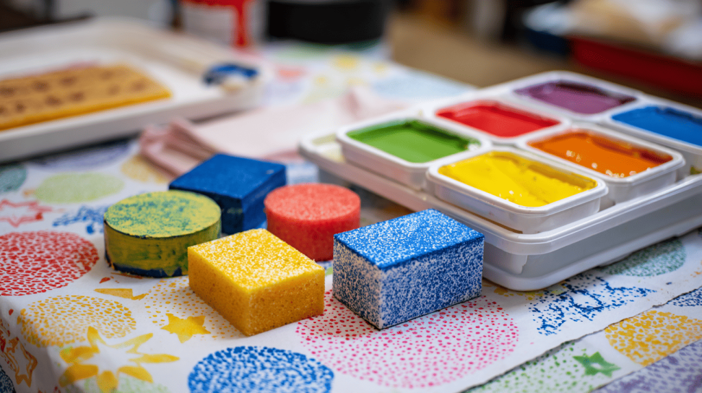 Toddler Sponge Painting Shapes And Color Craft