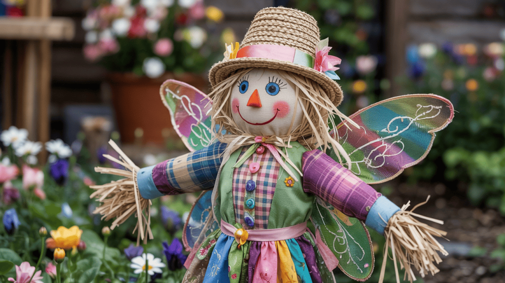 Whimsical Fairy Tale Scarecrow With Wings (1)