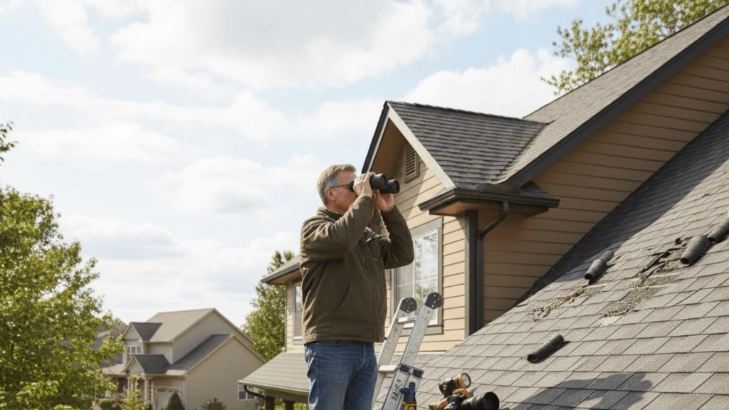 how to do a storm damage roof inspection safely