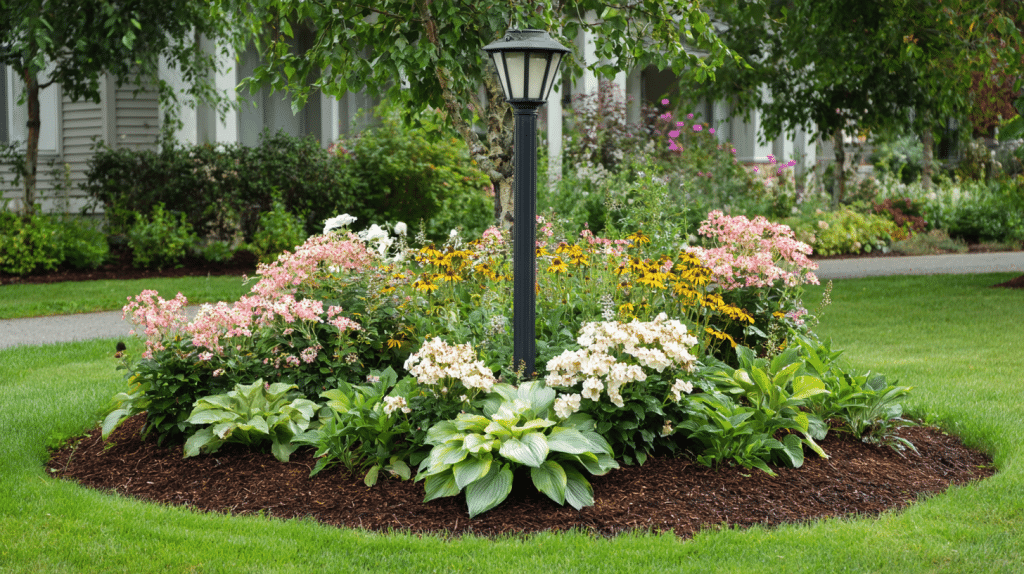 lamp post flower bed