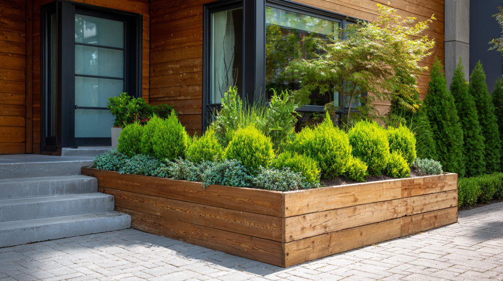 raised wodden flower bed