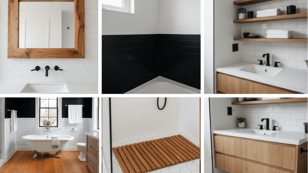 Black and White Bathroom Ideas for Wood Accents