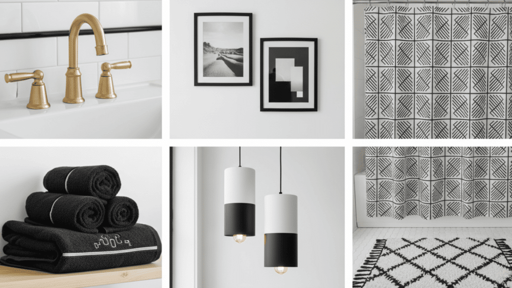 Creative Accent Ideas for Black and White Bathrooms